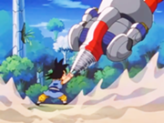 180px-7. Goku battles against the combined might of the Super Mega Cannon Sigma