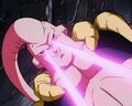 Super Buu fires Eye Lasers at Gohan