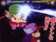 Arale y los Gatchan utilizando su técnica definitiva en Budokai Tenkaichi 3.