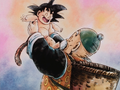 Grandpa Gohan lifting Goku in Bardock - The Father of Goku