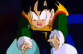 Gohan gets kneed in the stomach