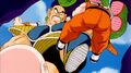 Nappa hits one of Krillin's Multi-Forms