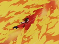 Goku flying in the furnace