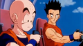 Krillin speaking with Bulma on the phone