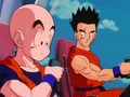 Krillin speaking with Bulma on the phone