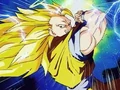 Super Saiyan 3 Goku before deflecting Majin Buu's Kamehameha