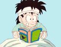 Gohan reading a book about insects