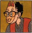 An animated Toriyama wearing a mask similar to that of Grandpa Gohan