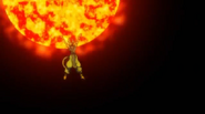 Beerus lanzando su ataque a Goku.