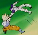 Goku throws Frieza away