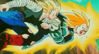 Android 18 elbows Vegeta in the face