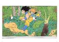 Goku and Gohan on a dinosaur (art for chapter 229)