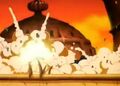 Explosions where Garlic Jr. fights with Kami