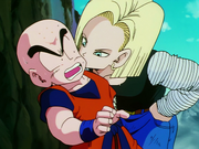 Android 18 kisses Krillin