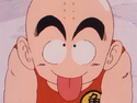 Krillin mocking the Bruce Lee Impersonator