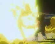 Pui Pui is incinerated by Vegeta