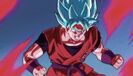 Goku using the X20 Super Saiyan Blue Kaio-ken against Cumber