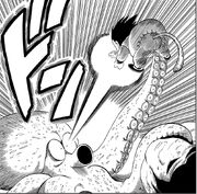 Goku fires a Kamehameha at the giant octopus