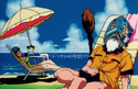 Roshi asleep with a dirty magazine in The World's Strongest