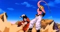 Super Buu dodges Gohan's attacks