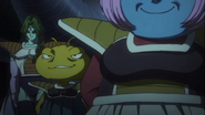 Zarbon, Kikono and Berryblue on King Cold's spaceship in front of Planet Vegeta