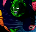 Goku uses Kaio-ken x100, with a massive projection of Piccolo appearing