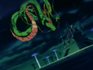 Shenron flies down to Pilaf's Castle