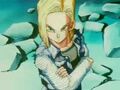 Future Android 18 facing Future Trunks