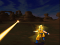 Goku dodges Majin Vegeta's Final Impact in Budokai Tenkaichi 3