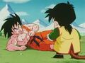 Gohan in front of his father