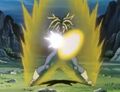 Future Trunks fires his Power Burst at Semi-Perfect Cell