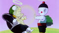 Chiaotzu blasts Guldo with his Psychic Attack