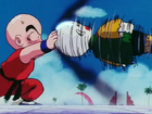 Krillin blocks Chiaotzu's Drill Attack