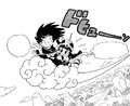 Goku and Chi-Chi ride the Flying Nimbus