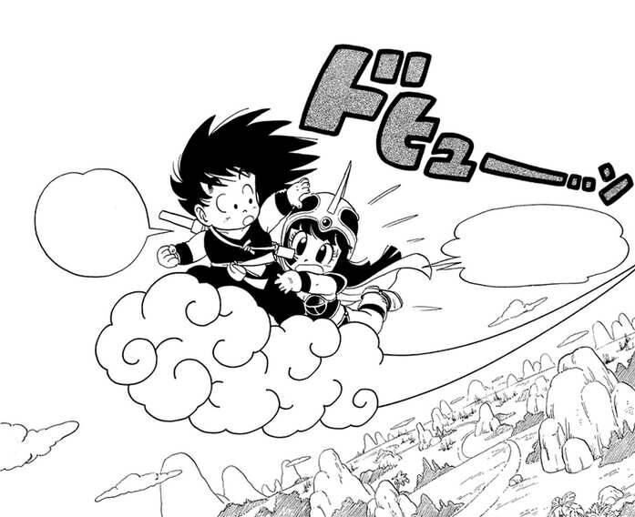 kid goku on nimbus drawing