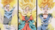 Beat, Trunks (GT) y Goku Super Saiyan (GT) en Dragon Ball Heroes