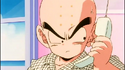 Krillin on the phone with Bulma