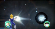 Vegeta disparando el Ataque Big Bang en Dragon Ball: Raging Blast.
