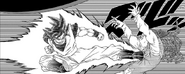 True Ultra Instinct Goku kicking Gas in the stomach