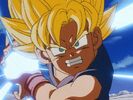 GT Goku threatens Meta-Rilldo with a Kamehameha