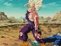 Gohan injured after protecting Vegeta