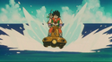 Yamcha and Puar flee the island once Goku proves his honesty