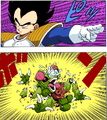 Vegeta effortlessly kills a Saibaiman (Dragon Ball Full Color)