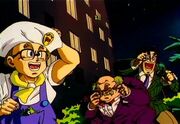 Monty (left), with his father (middle) and his father's assistant (right)