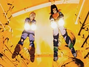 Future Android 17 and Future Android 18 prepare to kill Future Gohan