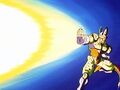 Cell fires a Big Bang Attack at Future Trunks