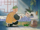 Grandpa Gohan helping Goku recover from his head injury