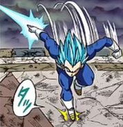 Blue Vegeta using the Spirit Sword to prevent his elimination in the Dragon Ball Super manga