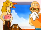 Roshi and the others watch Bulma build a telephone