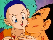 Bulma worrying over an injured Vegeta